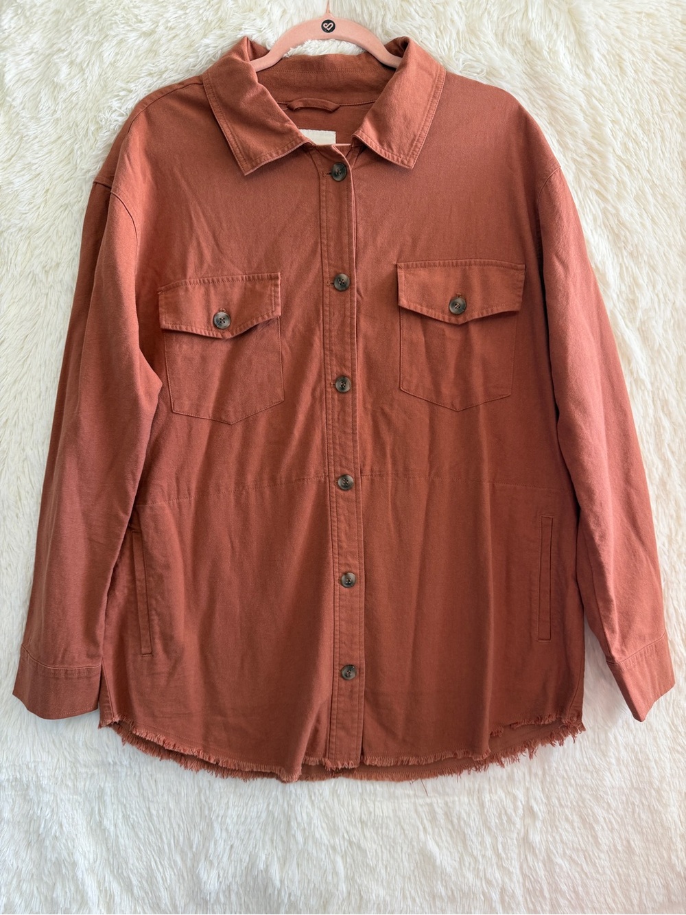 Gentle Fawn Womens Oversized Shacket Size M Rust Button Up Utility Gorpcore